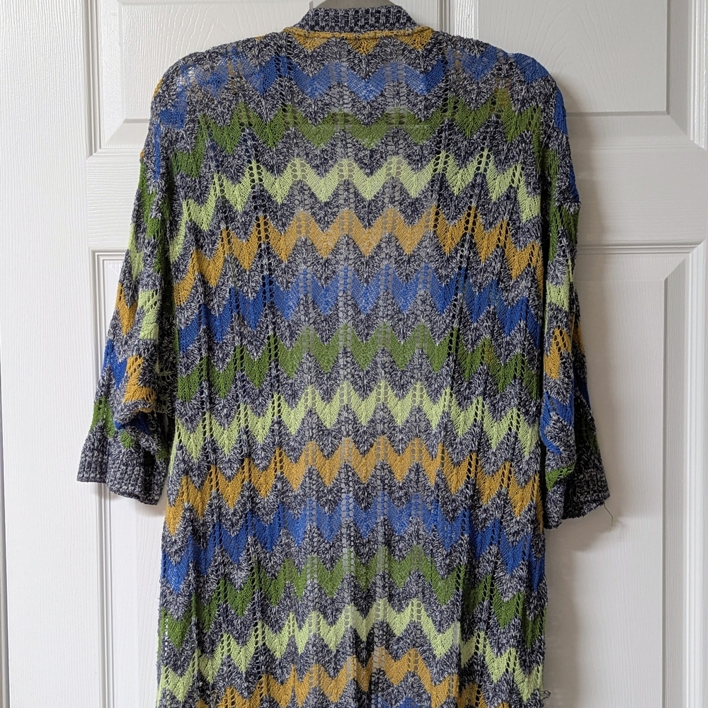 New Directions Chevron Multicolor Knit Cardigan - Picture 4 of 5